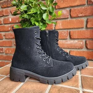 Pierre Dumas Rhinestone chunky ankle Boots NEW